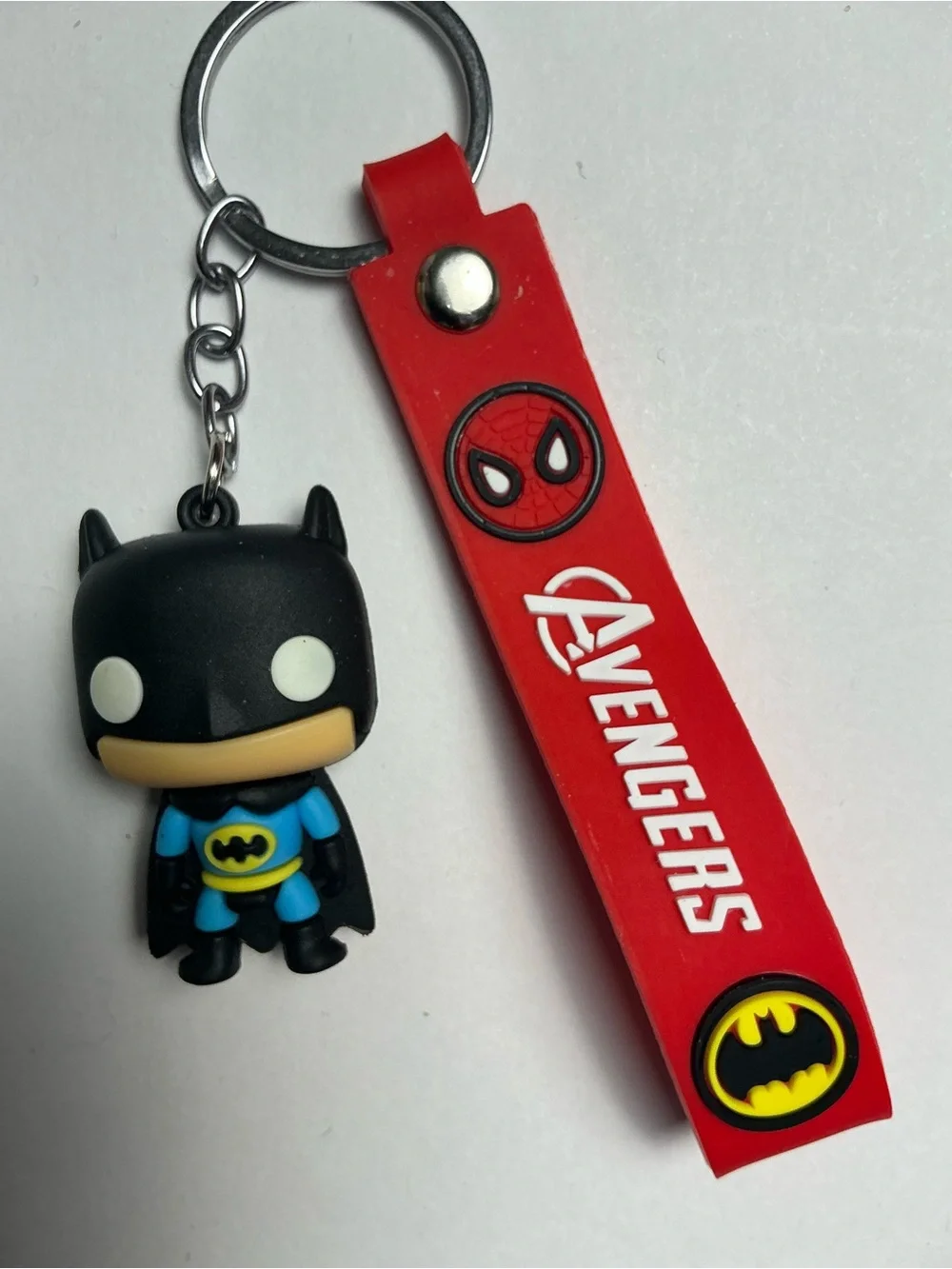 Batman Figure Keychain with Red Avengers Wrist Strap